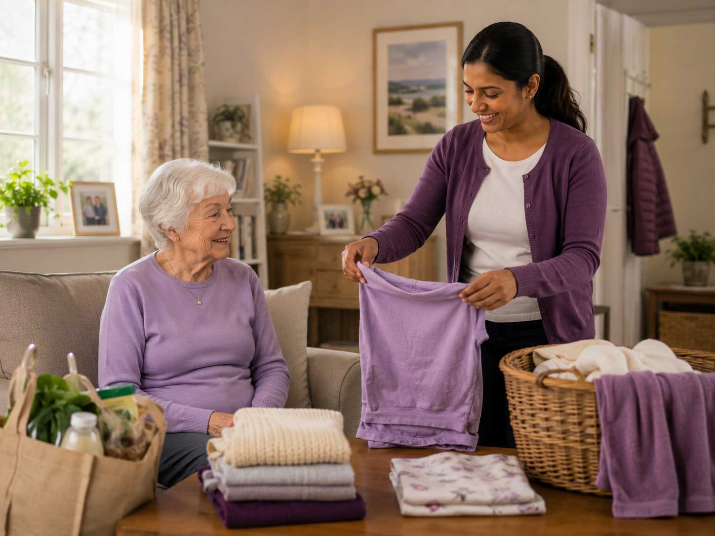 Carer helping with light domestic and household support at home