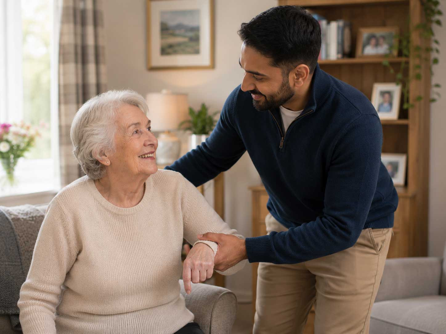 Carer providing specialist care support at home